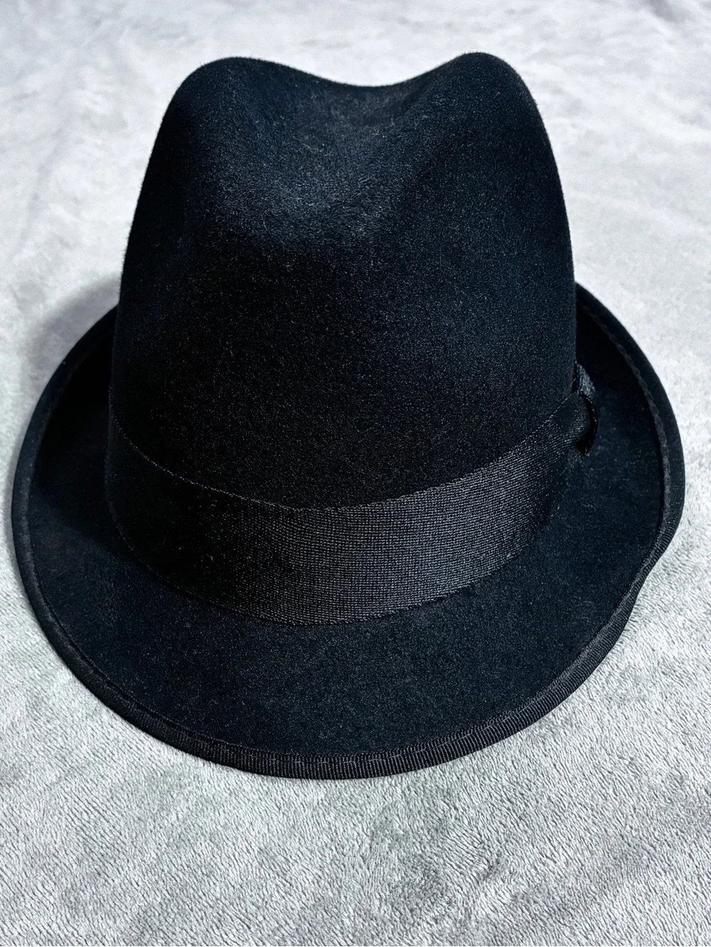 J.Crew Black 100% Wool Fedora Trilby Hat M/L Classic Unisex EUC